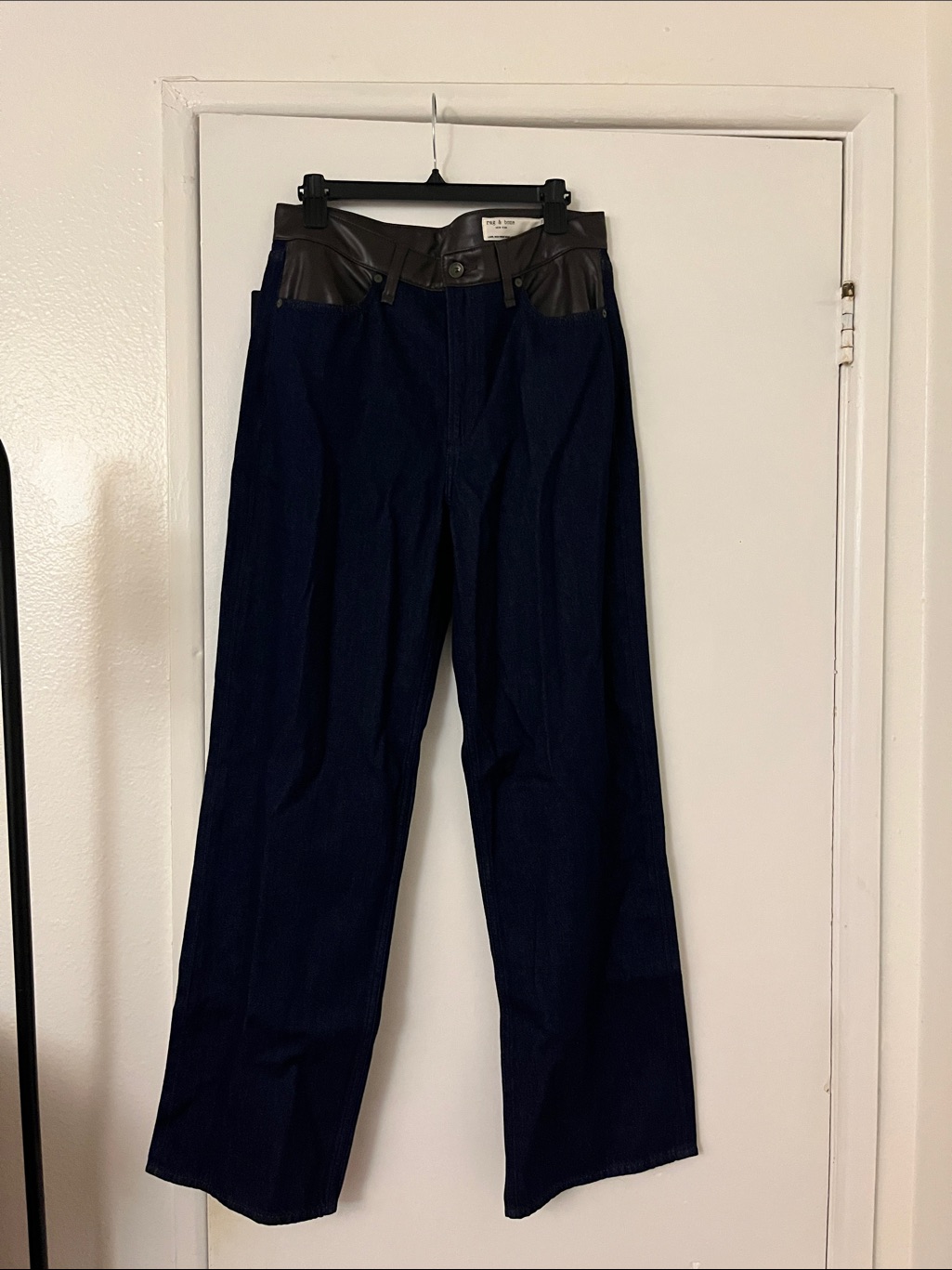 Rag & Bone Navy Jeans With Brown Waist Panel
